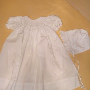 Petit Ami Smocked Baby Dress with Bonnet 3 months